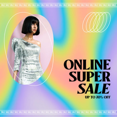 Instagram Post Template Featuring Holographic Stain Backgrounds