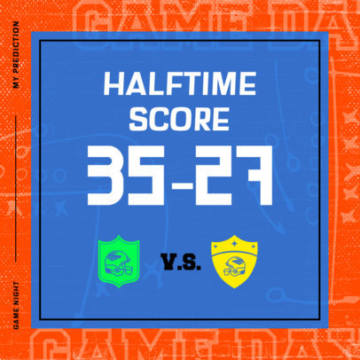 Instagram Post Design Generator Featuring a Football Game's Halftime Score 4346g