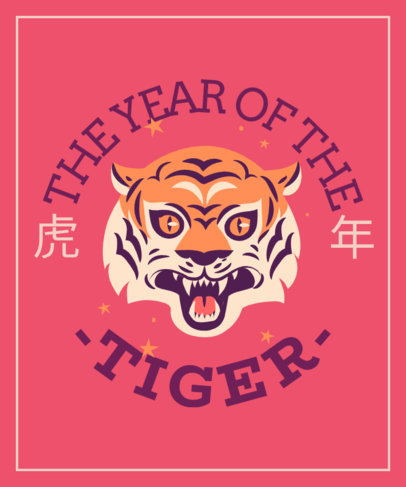Modern Chinese New Year T-Shirt Design Template with a Tiger Theme