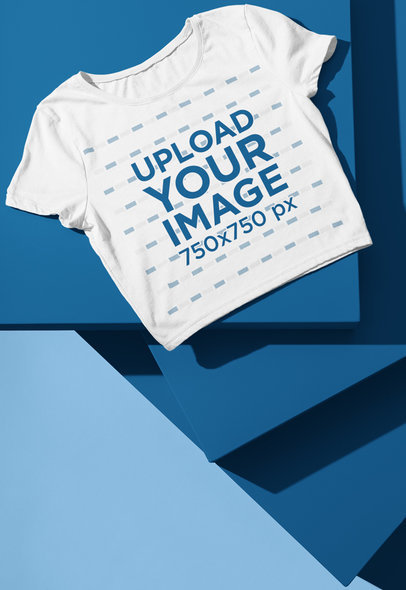 Mockup of a Crop Top Lying Flat Over a Set of Squared Platforms m13442