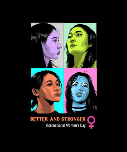 T-Shirt Design Generator Featuring Four Illustrated Women With Different Colors 4914