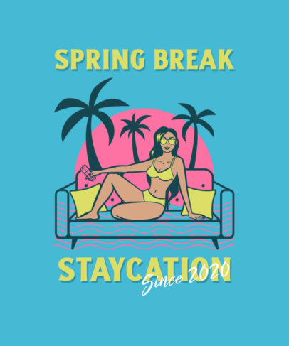 Spring Break T-Shirt Design Maker Featuring an Illustration of a Woman