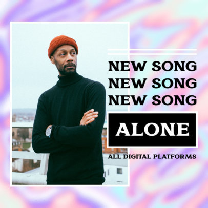 Instagram Post Generator with a Holographic Background for a Musician's New Song Promo