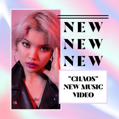 Instagram Post Maker with a Colorful Holographic Background for a New Music Video Promo