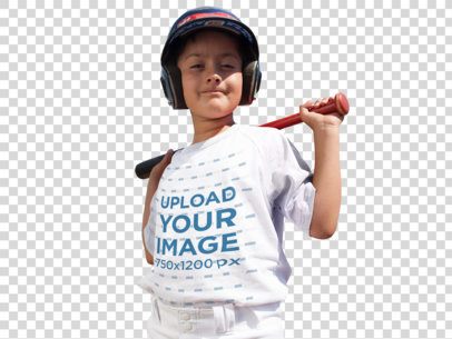 Transparent Custom Baseball Uniform Builder - Happy Kid Posing with Youth Baseball Uniform
