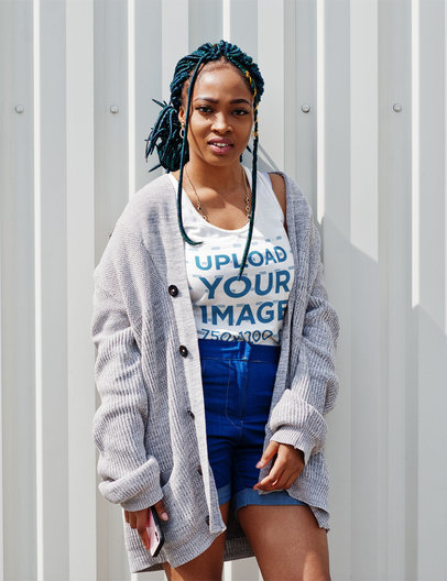 Tank Top Mockup of a Woman Wearing a Cozy Overgarment m20335-r-el2