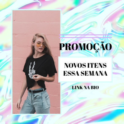 Instagram Post Generator with a Holographic Theme for a Clothing Brand's New Collection