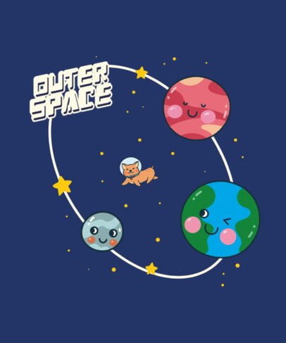 T-Shirt Design Maker Featuring Kawaii-Style Space Doodles for Kids 4794-el1