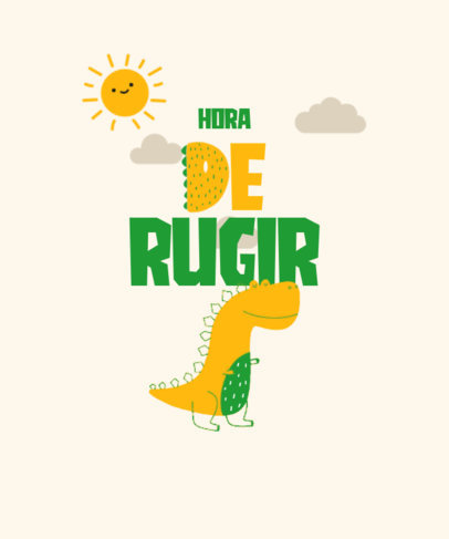 T-Shirt Design Template for Kids Featuring a Dinosaur Letter and a Doodle