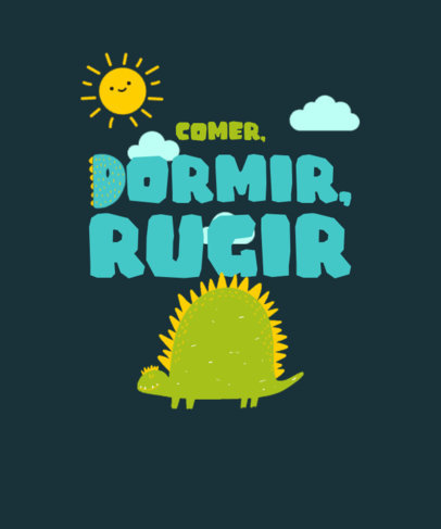 Kids T-Shirt Design Template with an Illustrated Dinosaur Letter