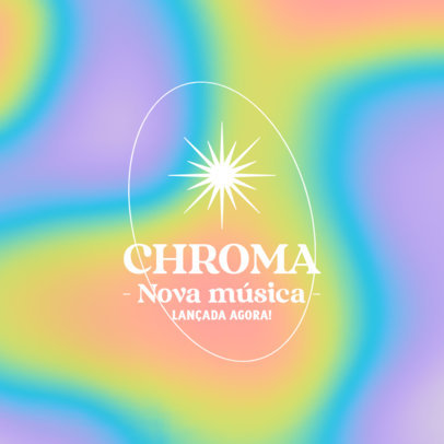 Instagram Post Generator Promoting New Music with a Holographic Background