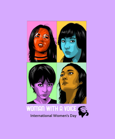 Feminist T-Shirt Design Template With Four Women on a Colored Background 4914a