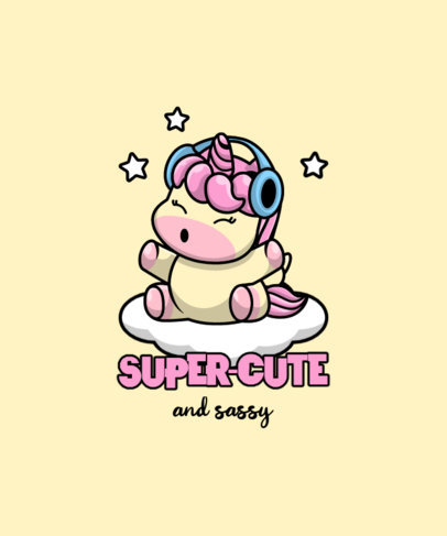 Funny T-Shirt Design Creator Featuring a Unicorn Wearing Headphones 4788b-el1