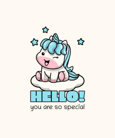T-Shirt Design Maker with a Graphic with a Friendly Cartoonish Unicorn