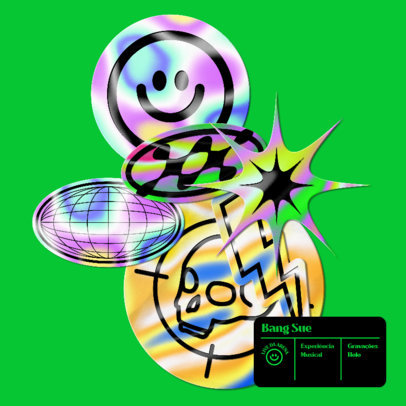 Holographic-Themed Pop Album Cover Maker with Sticker Graphics