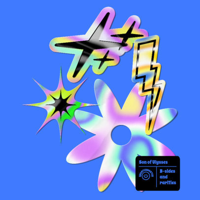 Holographic-Themed Disco Album Cover Creator with Fun Sticker Graphics