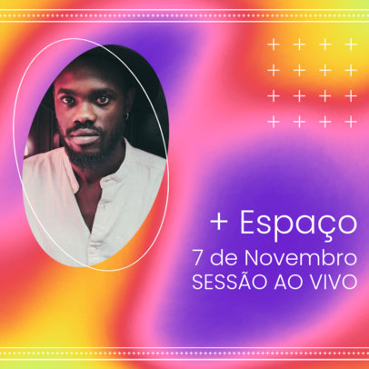 Instagram Post Maker with a Colorful Holographic Stain Background for a Concert Promo