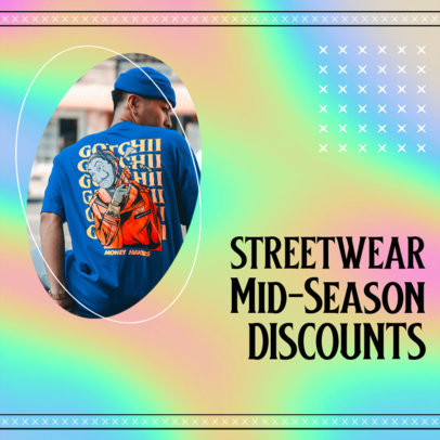 Instagram Post Creator with a Holographic Background for a Streetwear Brand Sale