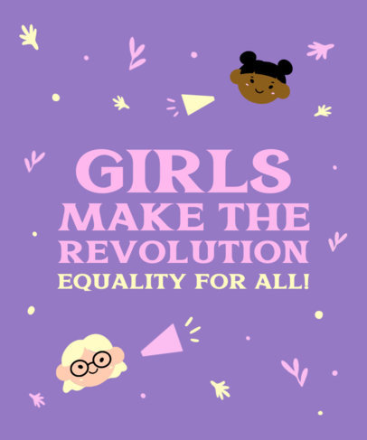 T-Shirt Design Template with a Motivational Quote for Young Girls