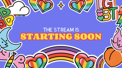LGBTQ-Themed Twitch Starting Soon Screen Video Maker Featuring Colorful Stickers 4630
