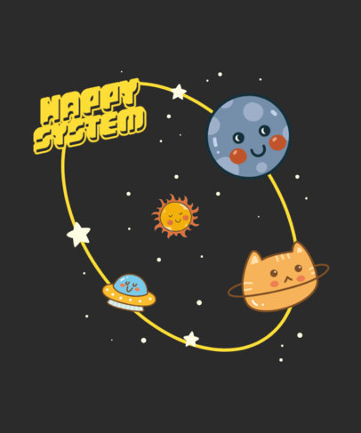 T-Shirt Design Template for Kids with Smiling Kawaii Planets 4794a-el1