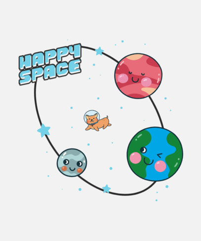 T-Shirt Design Generator for Children Featuring Planets with Happy Kawaii Faces 4794b-el1