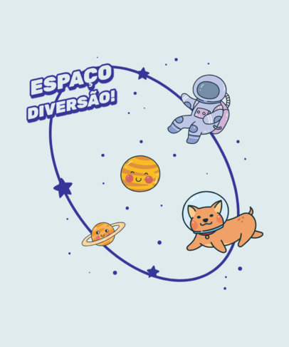 Kawaii-Style T-Shirt Design Maker with an Astronaut Puppy Illustration 4794d-el1