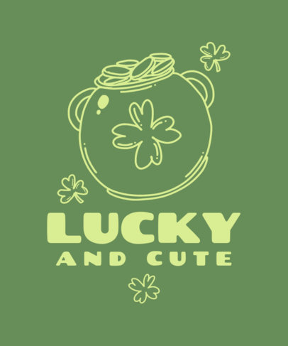 Illustrated T-Shirt Design Template for St Patrick’s Day Featuring a Pot of Gold 4375i