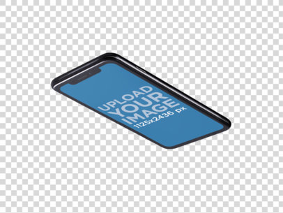 iPhone X Mockup Lying Angled Backwards on a Transparent Surface a14112
