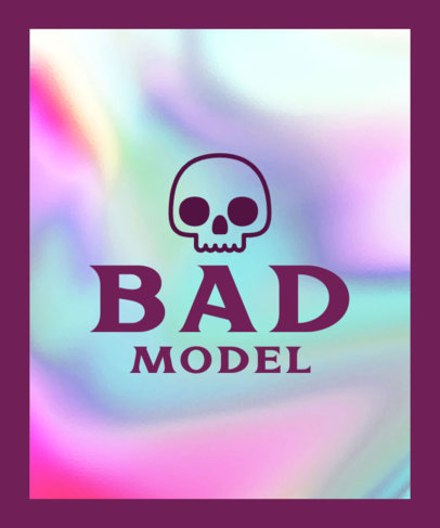 T-Shirt Design Generator with a Skull Graphic over a Holographic Background