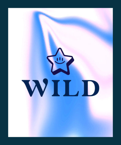 T-Shirt Design Creator with a Smiling Star Icon over a Holographic Background