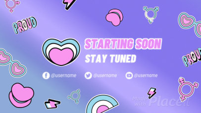 LGBTQ Twitch Starting Soon Screen Video Maker with Pastel-Colored Animated Stickers 4613