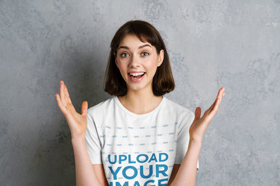 T-Shirt Mockup Featuring a Woman With a Big Smile