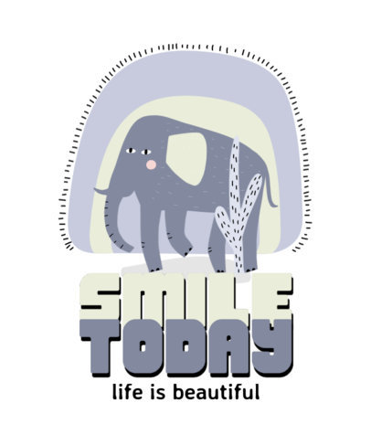 Kids T-Shirt Design Generator Featuring a Sweet Elephant Illustration