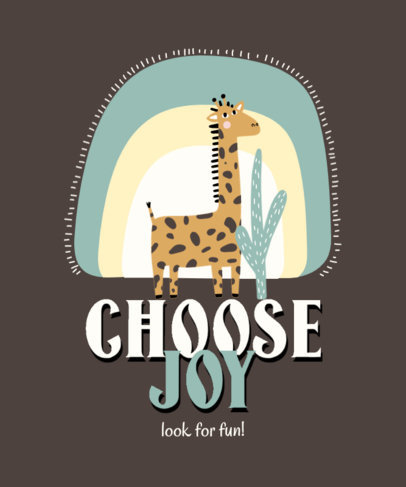 Kids T-Shirt Design Generator Featuring an Illustrated Giraffe