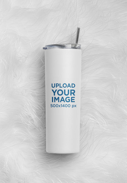 Mockup of a Skinny Tumbler Placed on a Textured Surface