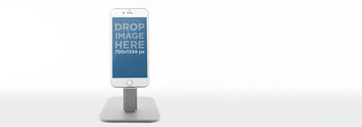 Wide Mockup of an iPhone 6 on a Stand