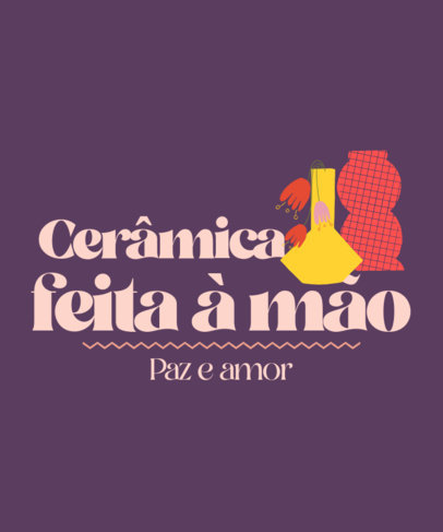 T-Shirt Design Creator for Ceramic Artists Featuring a Vase Illustration