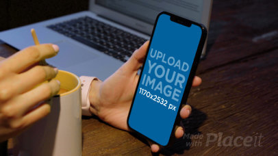 iPhone 12 Pro Max Video Featuring a Woman Drinking Coffee at Work
