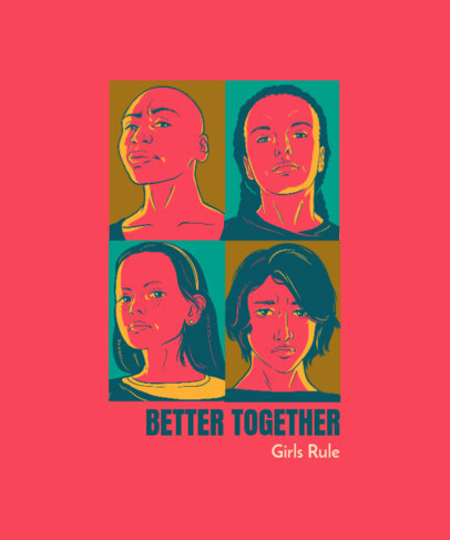 T-Shirt Design Generator With Powerful Women Portraits on a Bright Color Background 4915a