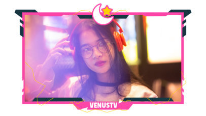 Webcam Overlay Maker Featuring a Moon Graphic and a Geometric Aesthetic