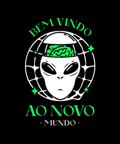 T-Shirt Design Template with an Urban Style Featuring an Alien Inside a Globe