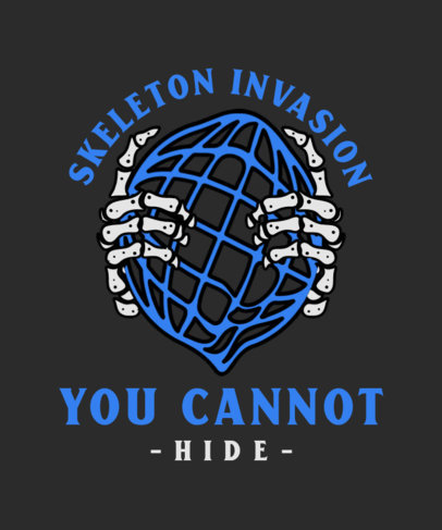 T-Shirt Design Maker Featuring Two Skeleton Hands Holding a Globe