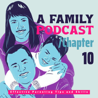 Cover Maker for a Parenting Podcast Featuring an Illustration of a Family