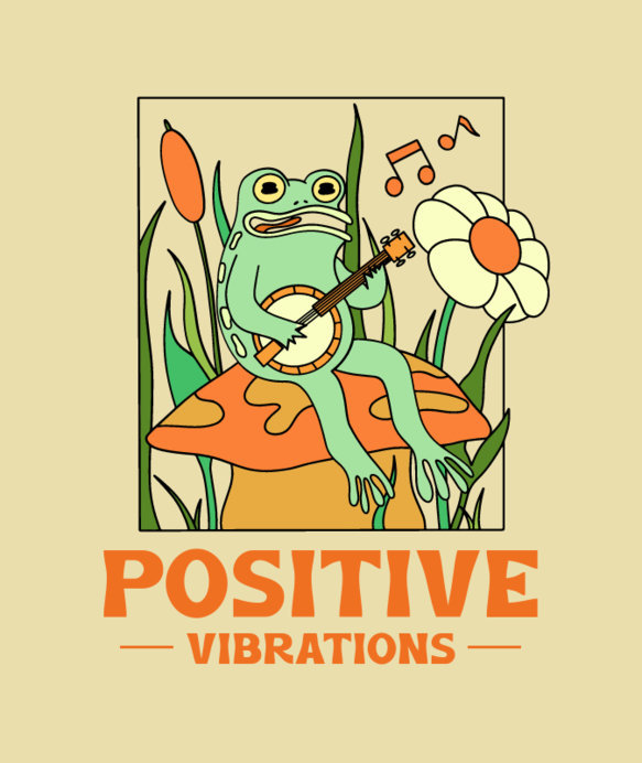 Illustrated Tote Bag Design Template with a Graphic of a Musician Toad