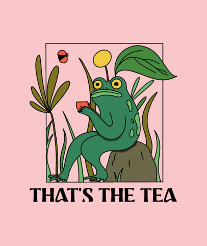 Funny Tote Bag Design Creator Featuring a Frog Drinking Tea 4387b