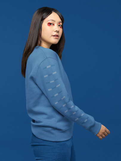 Sweatshirt Sleeve Mockup of a Woman Wearing Artsy Makeup in a Monochromatic Set m21266