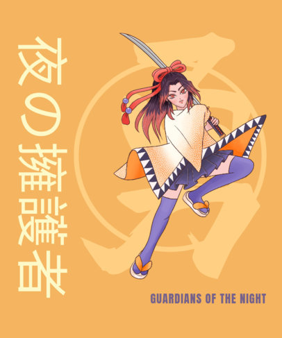 T-Shirt Design Generator With an Illustrated Character Inspired by Demon Slayer