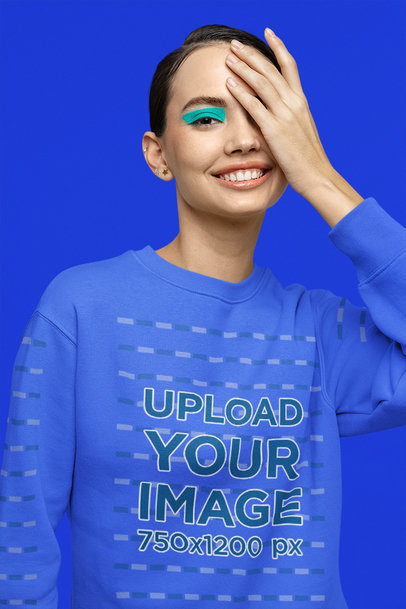 Euphoria-Inspired Mockup of a Woman in a Sweatshirt With Customizable Sleeves