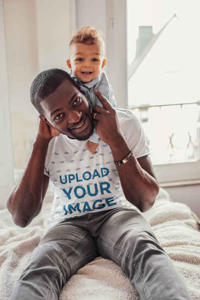 T-Shirt Mockup Featuring a Man Playing With His Son m20743-r-el2